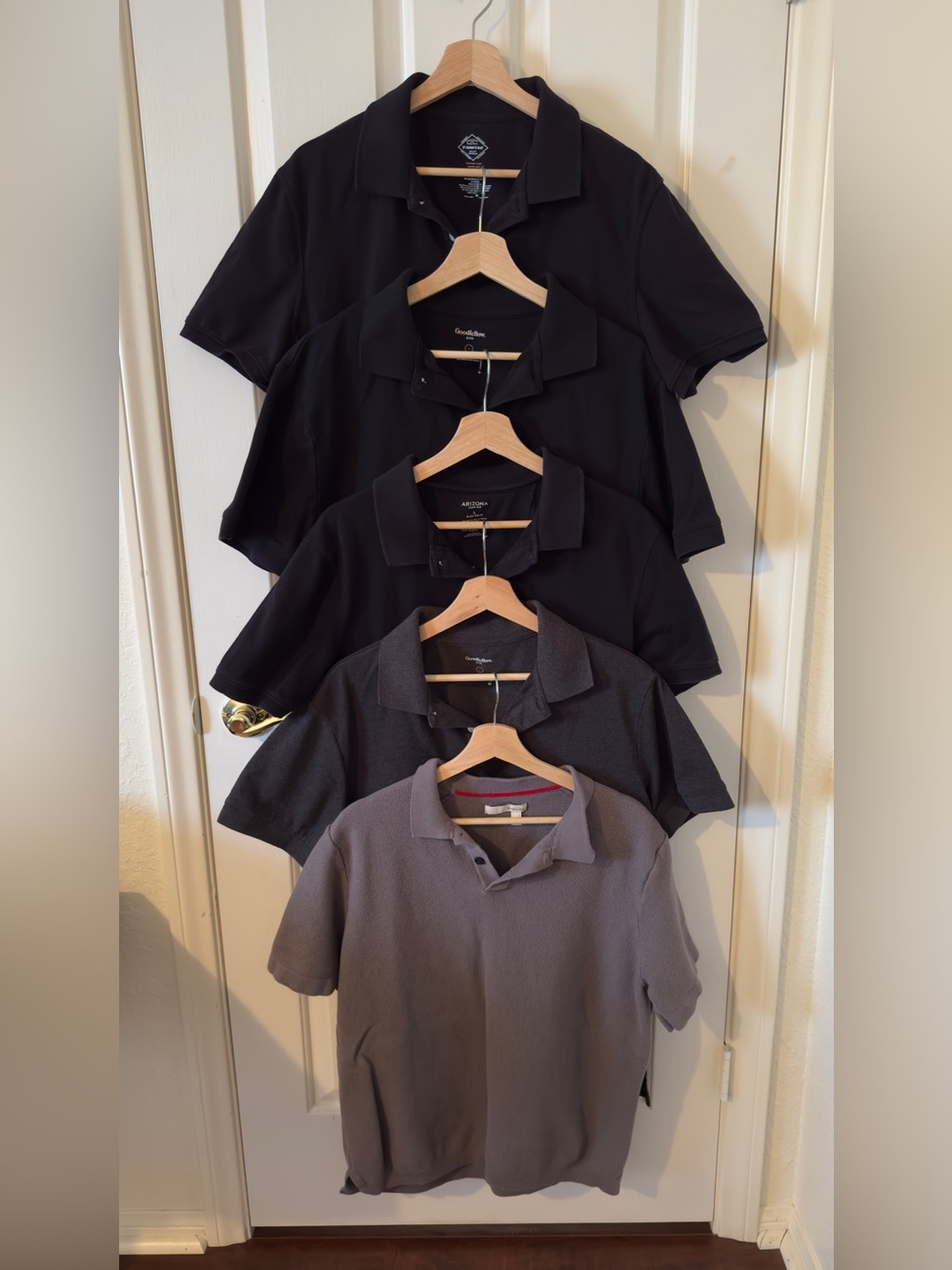 Goodfellow & Co Men's Black and Gray Polo Shirts - 5-Pack